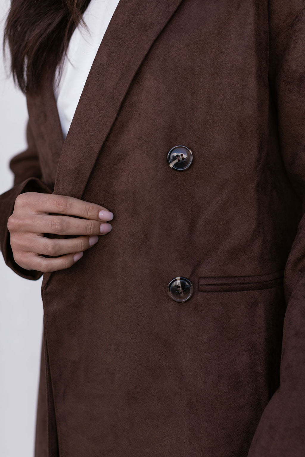 Yanni Oversized Blazer - Chocolate Brown Suede Look