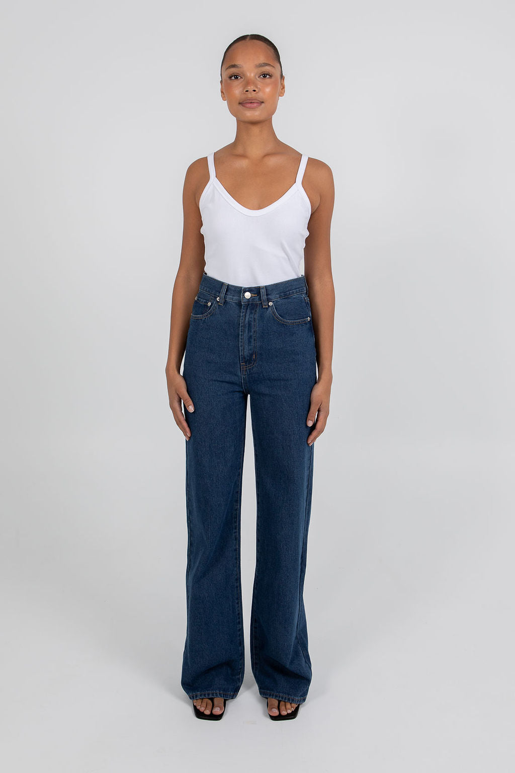 Carissa Wide Leg Jeans - Classic Blue