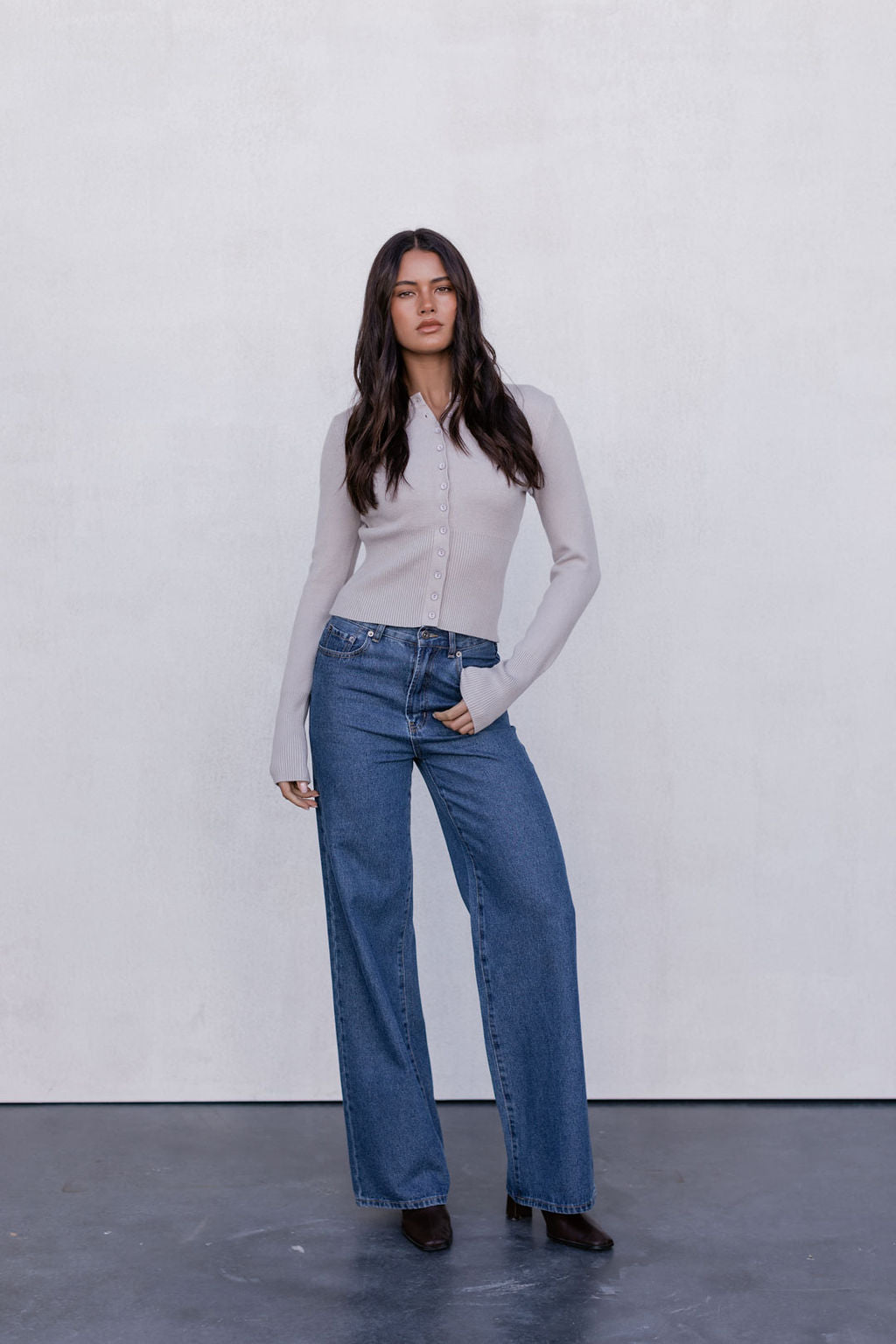 Flinn Knit Top - Oyster Grey