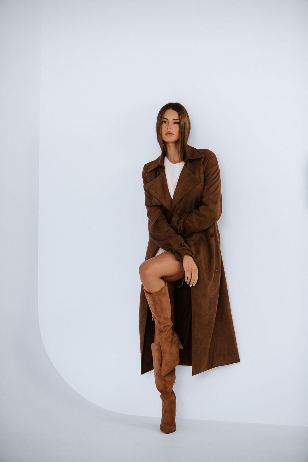Qualia Trench Coat Chocolate
