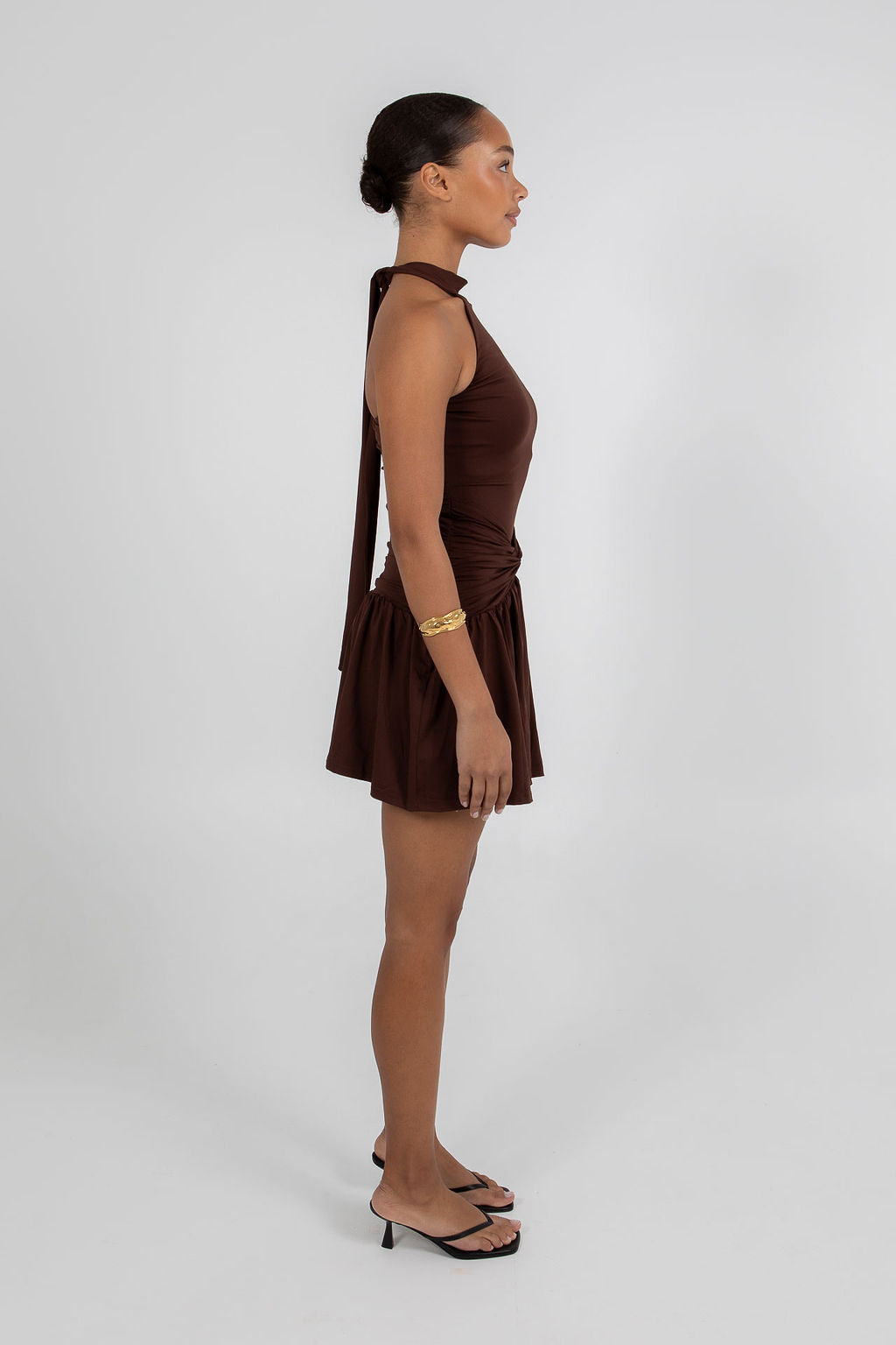 Xena Mini Dress - Chocolate Brown