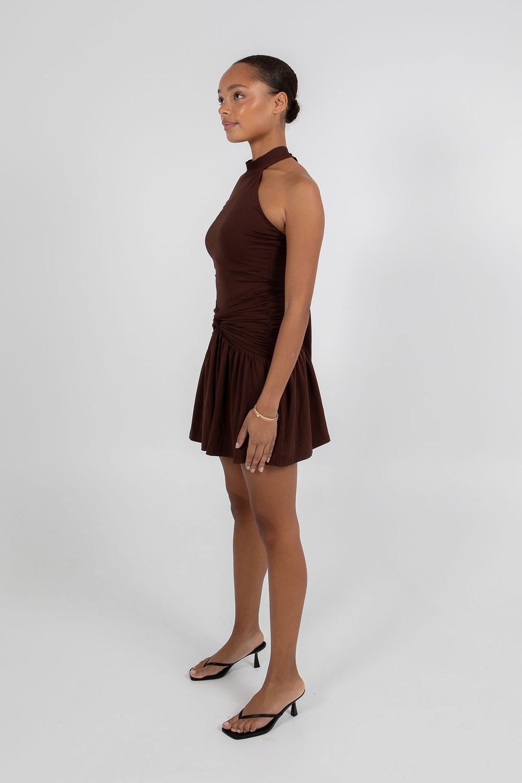 Xena Mini Dress - Chocolate Brown