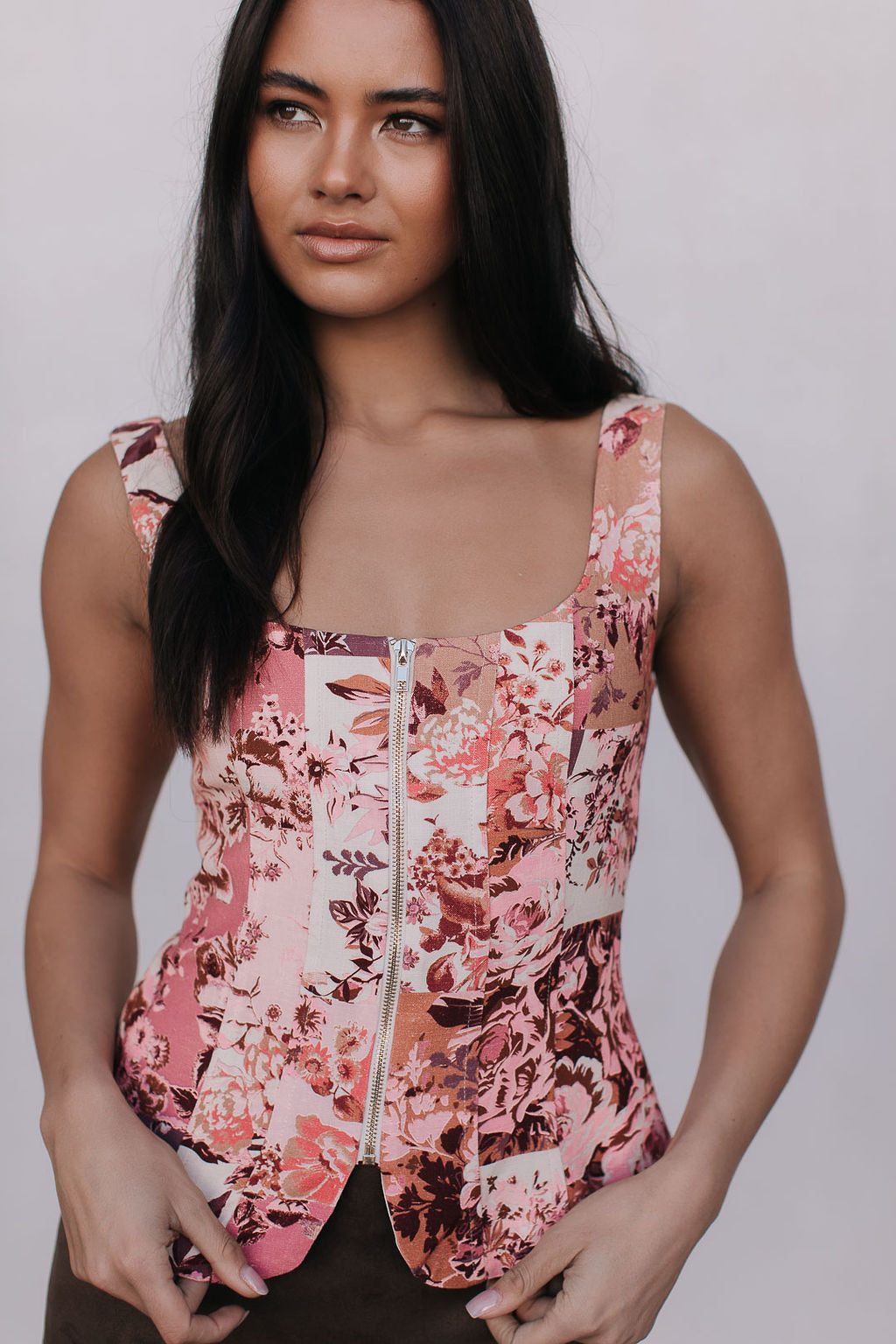 Finora Zip Top - Fleur Print