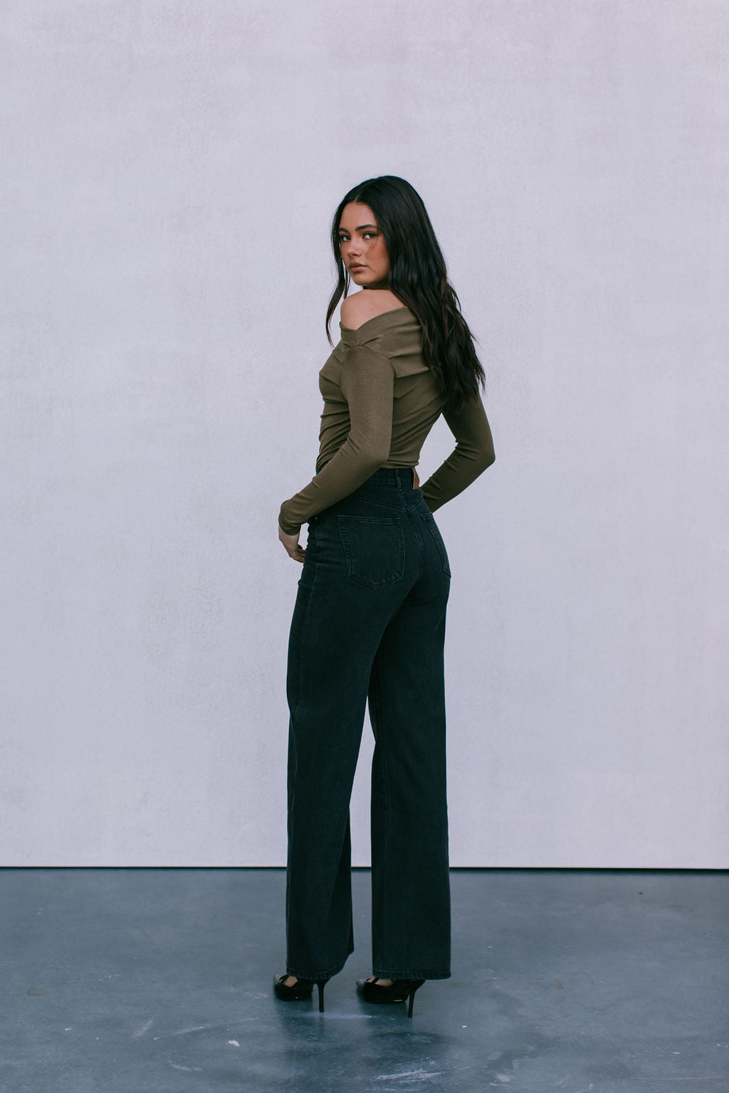 Fenella Long-sleeve Top - Khaki Green