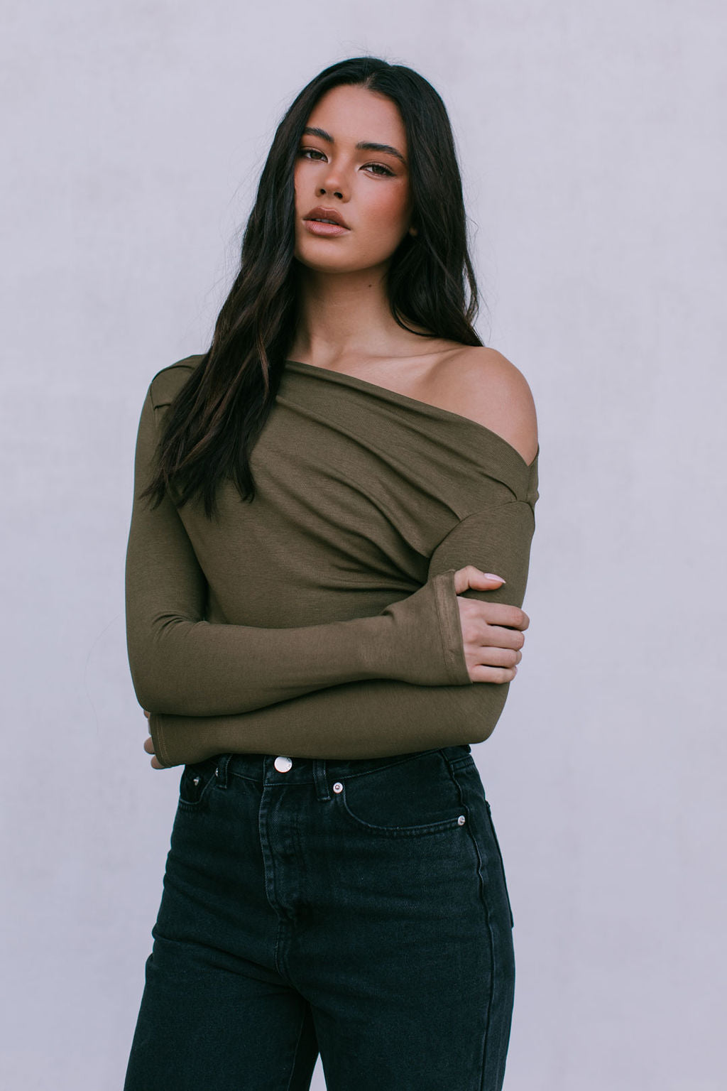 Fenella Long Sleeve Top Khaki