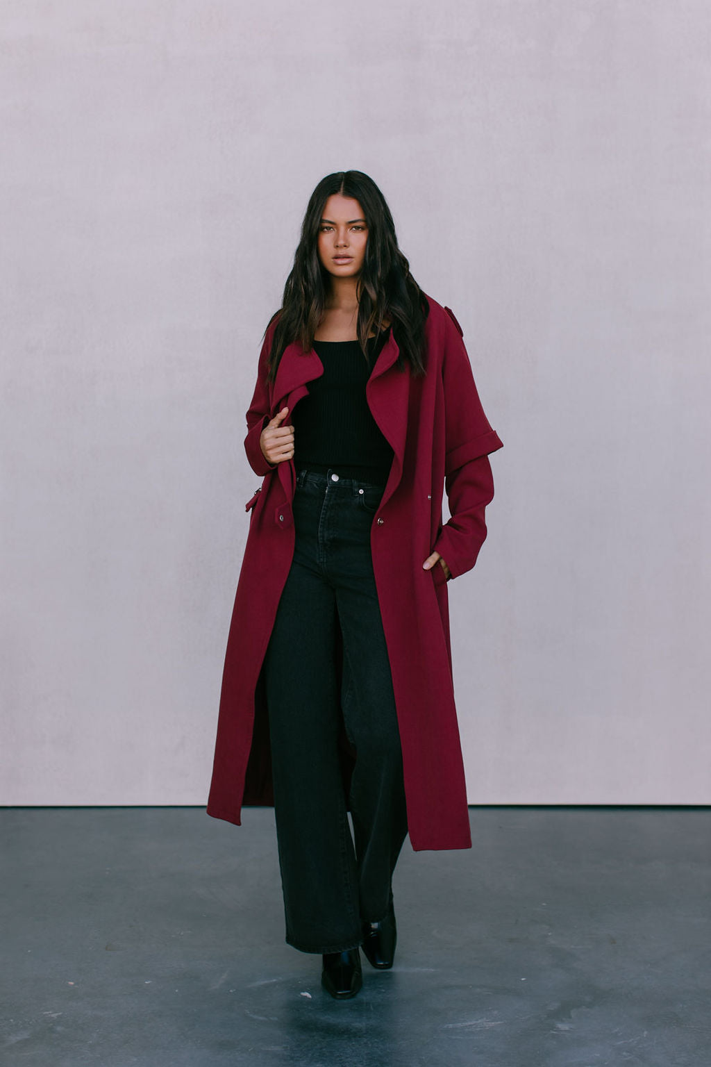 Sarah Trench Coat - Burgundy