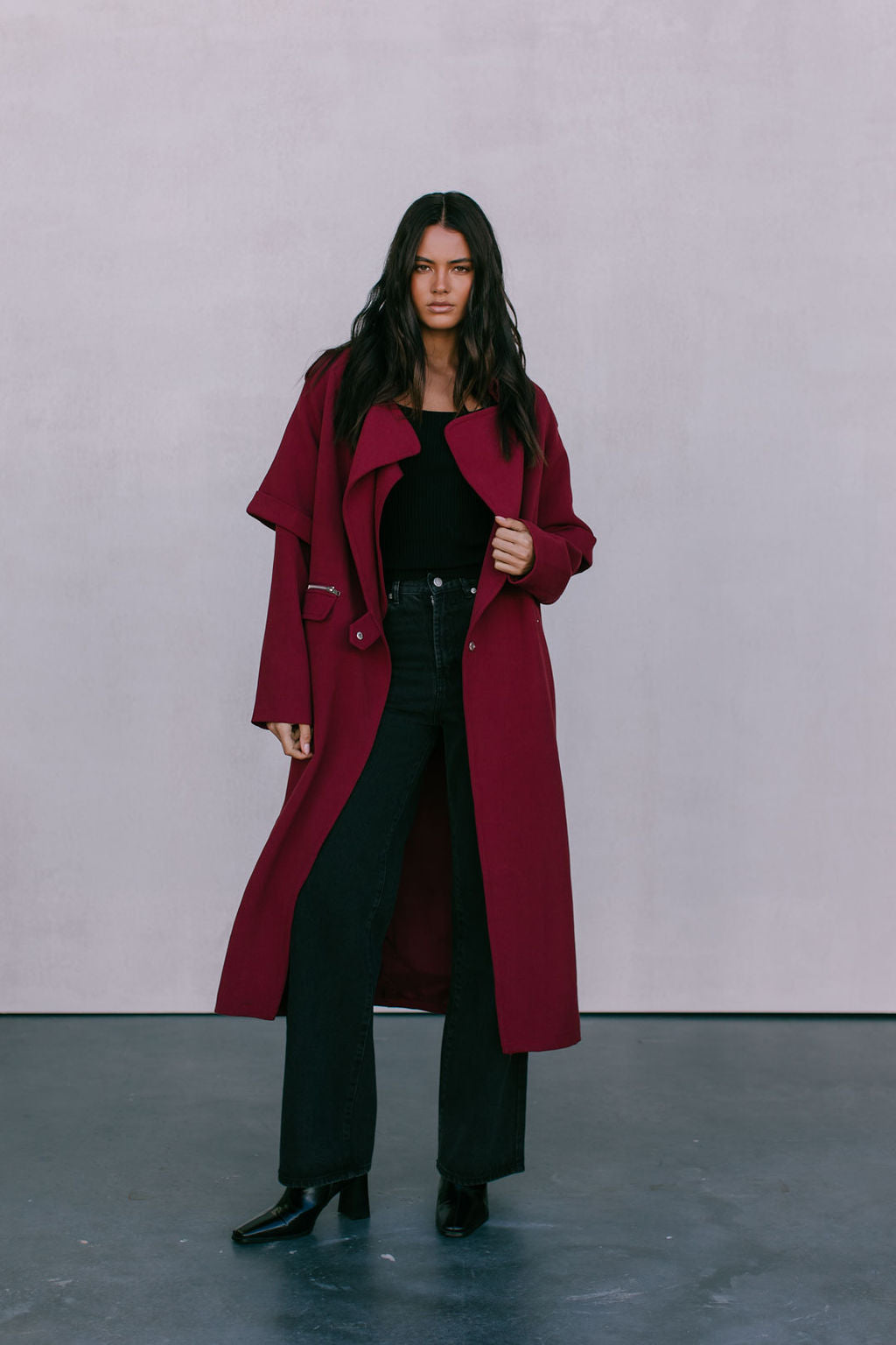 Sarah Trench Coat - Burgundy