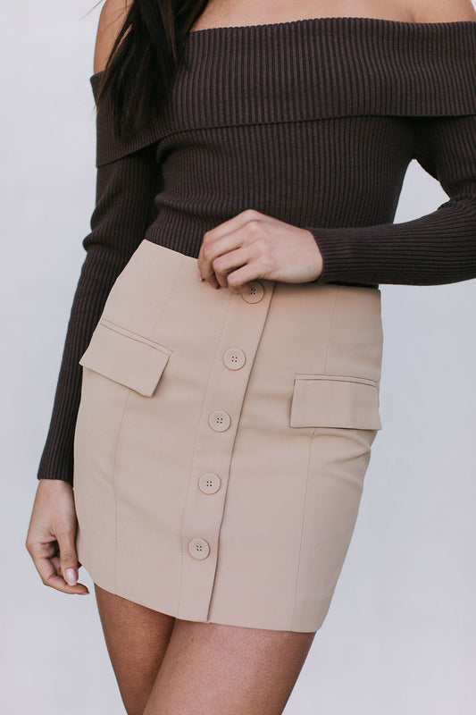 Kahlea Off-Shoulder Bodysuit - Chocolate Brown Knit