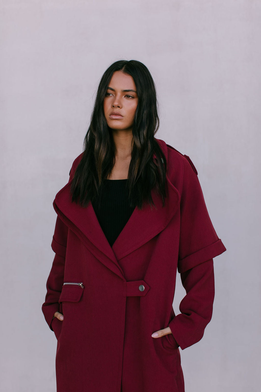 Sarah Trench Coat - Burgundy