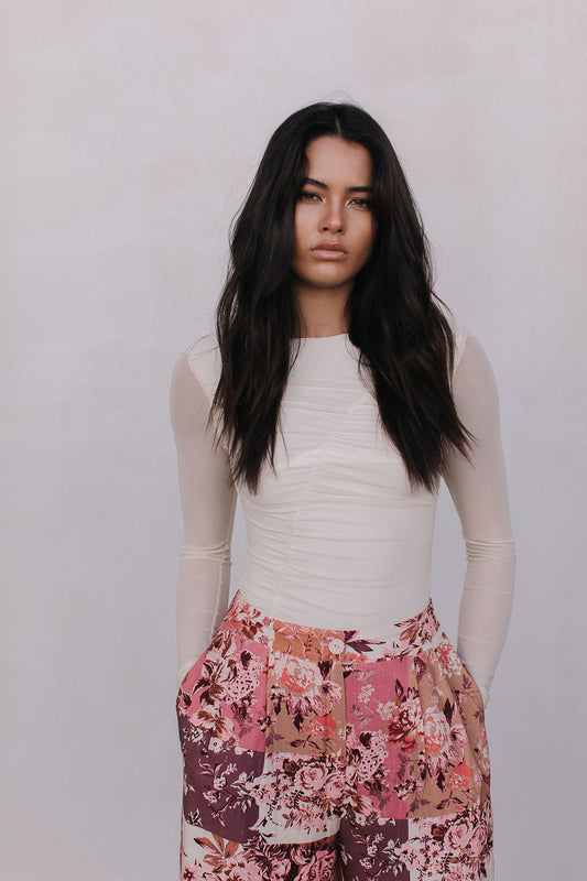 Stacey Long-sleeve Top - Bone Mesh