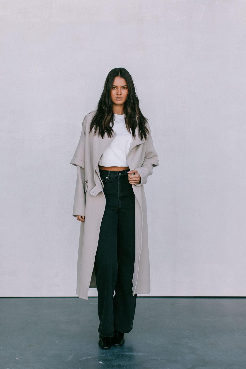 Sarah Trench Coat - Stone Grey