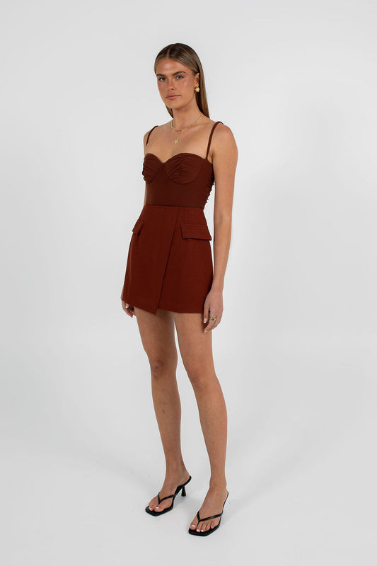 Azrah Mini Skirt - Chocolate Brown