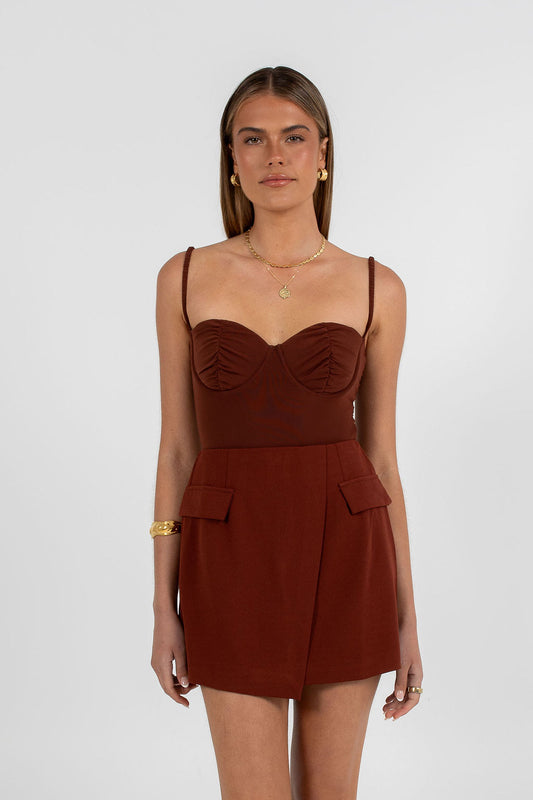 Azrah Mini Skirt - Chocolate Brown