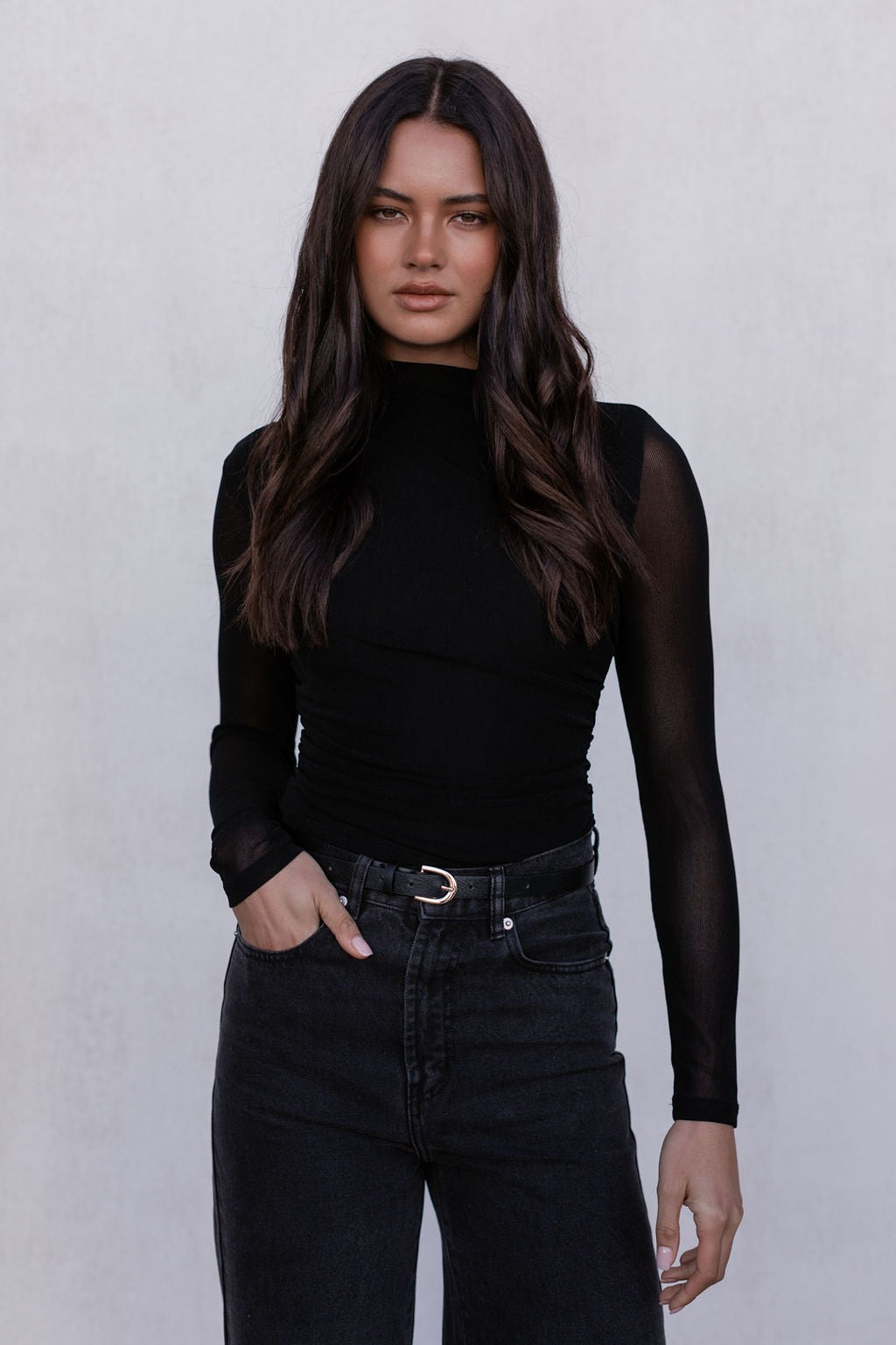 Dakitah Long-sleeve Top - Black Mesh