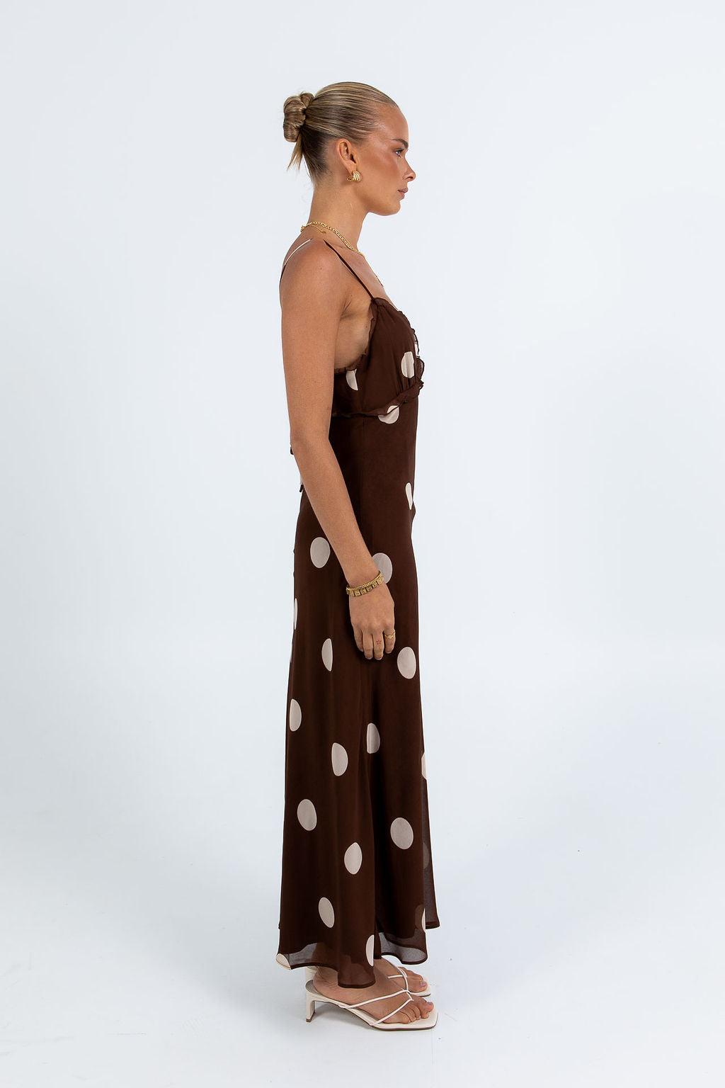 Isabelle Maxi Dress - Chocolate/Mocha Polka Dot