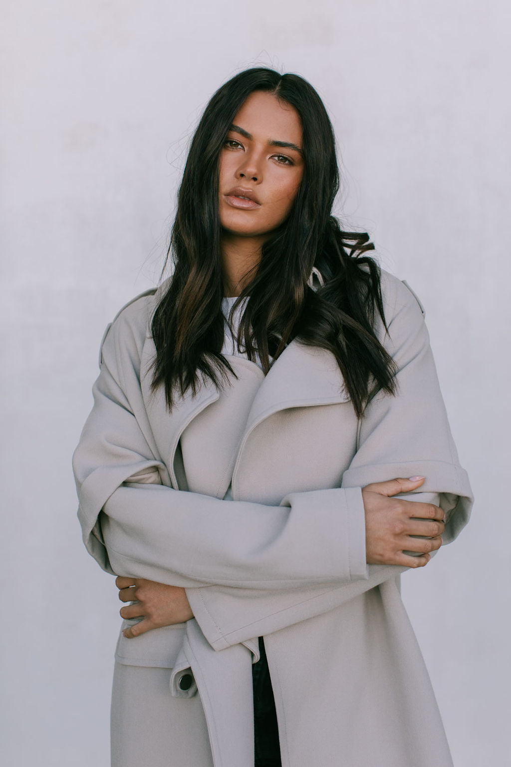 Sarah Trench Coat - Stone Grey