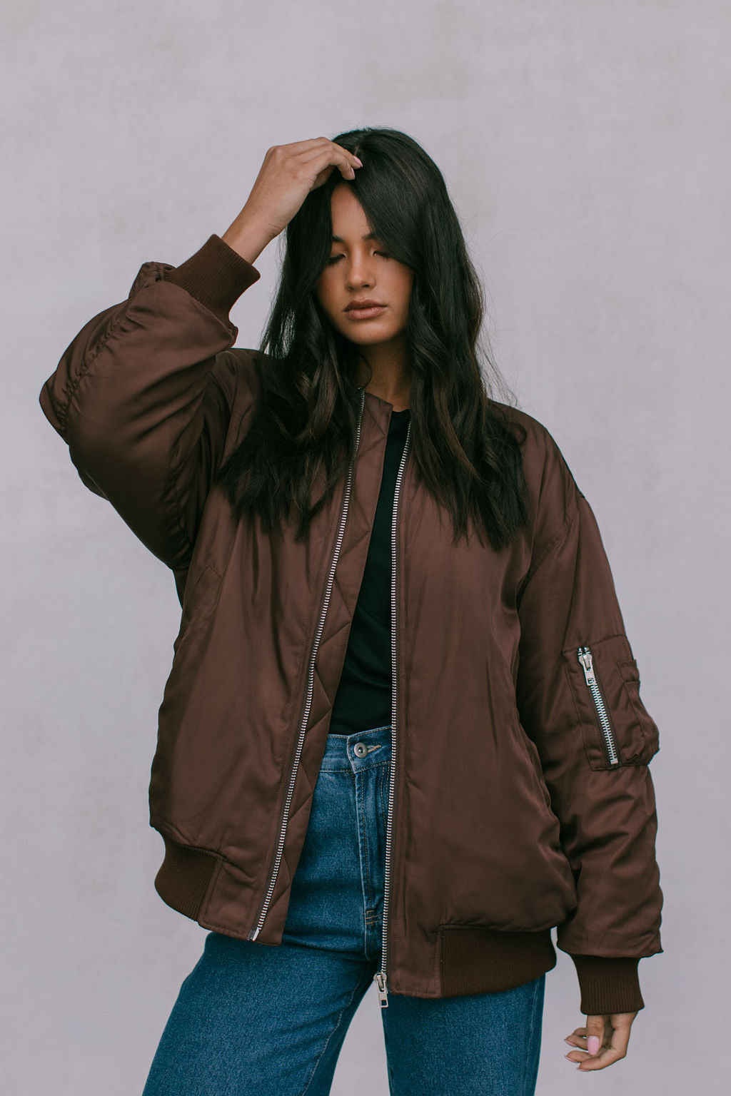 PREORDER - Estar Bomber Jacket - Chocolate Brown
