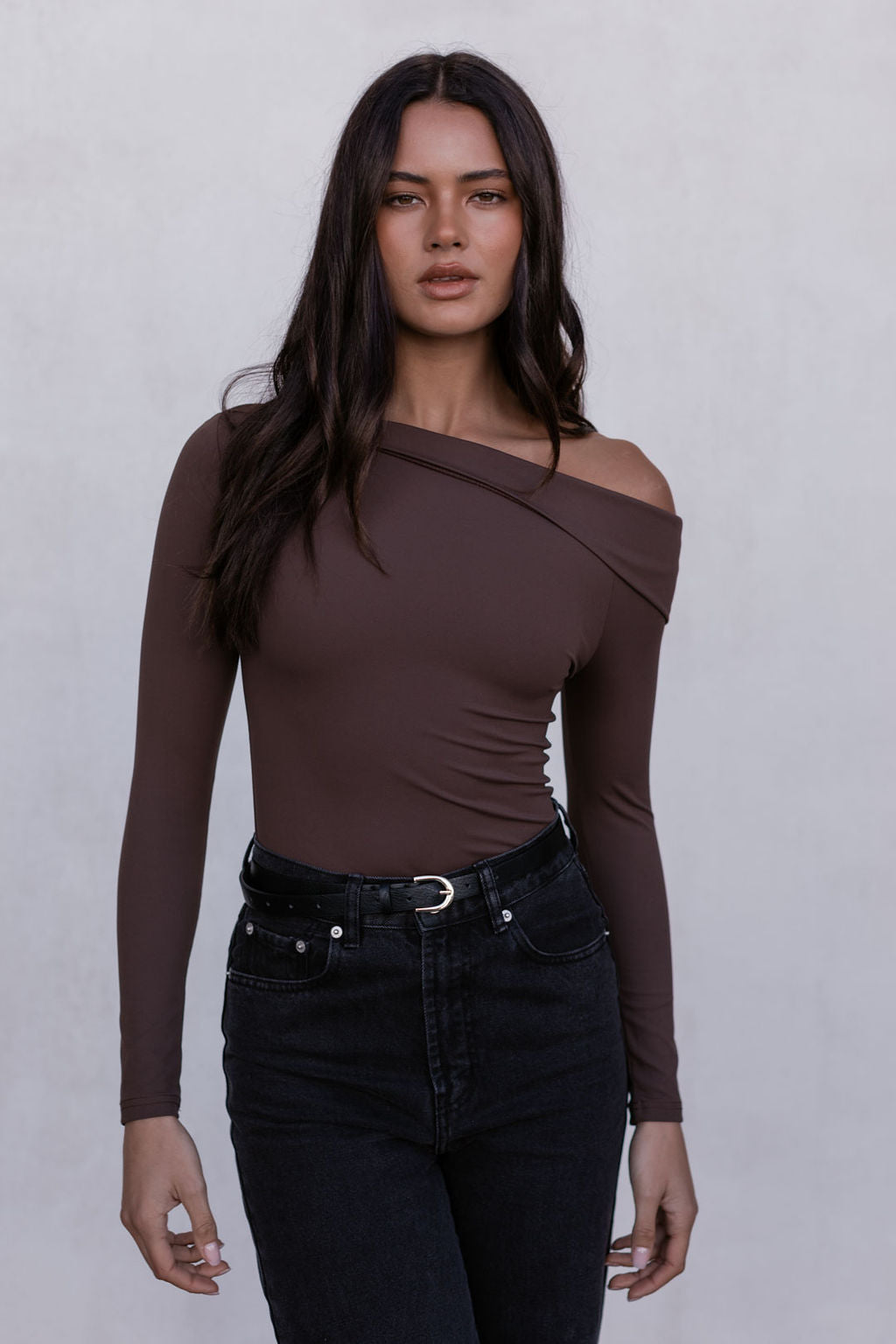 Juliette Long-sleeve Bodysuit - Chocolate Brown