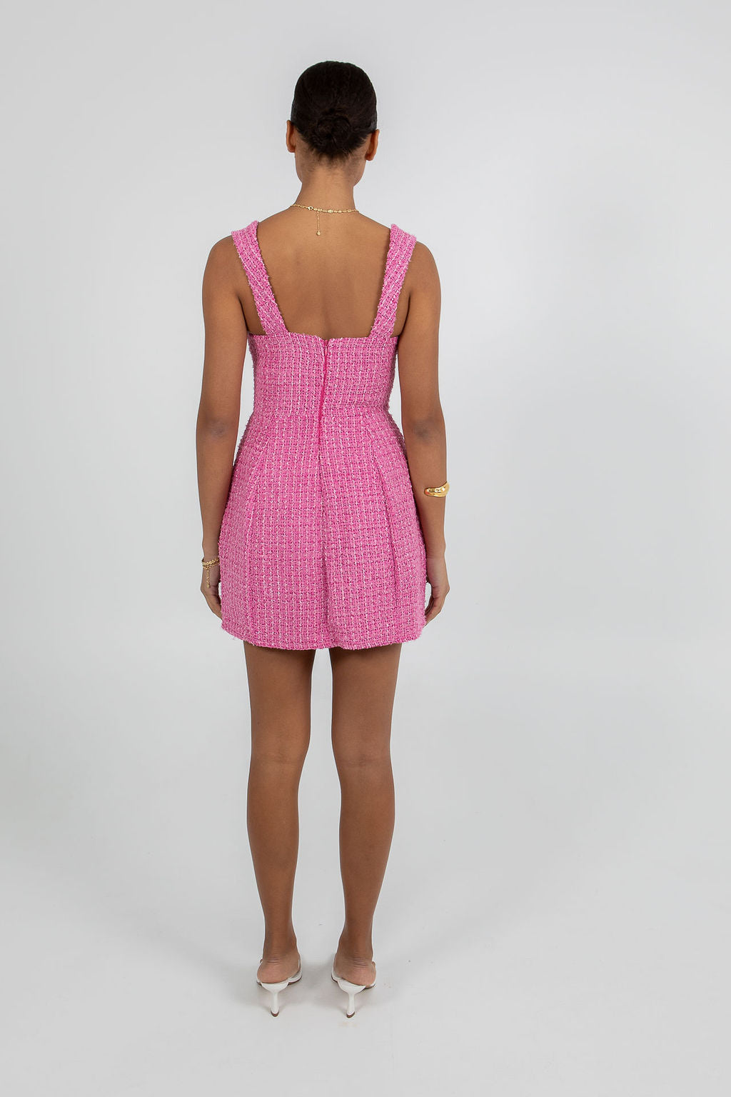 Ursilla Mini Dress - Pink Tweed Knit