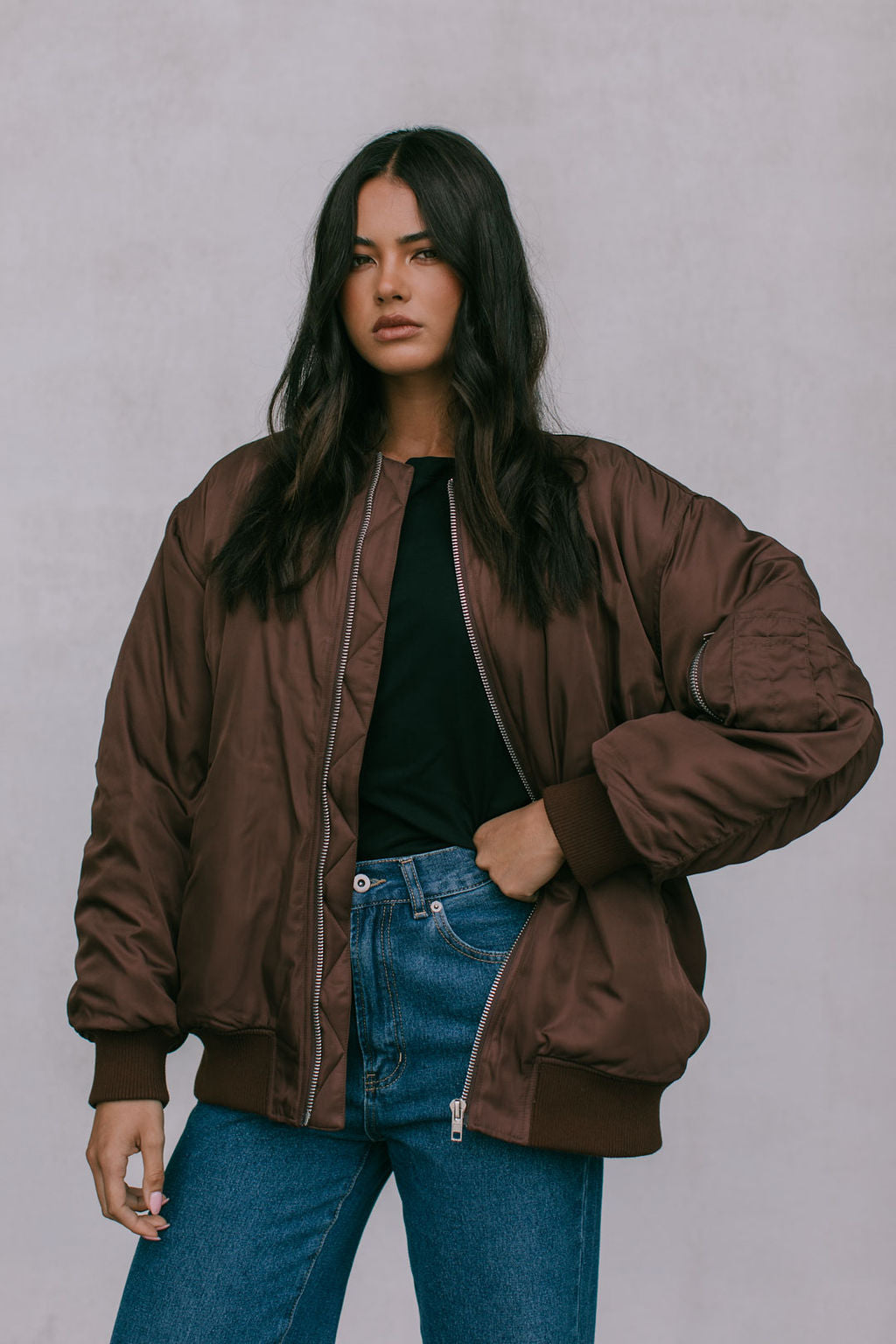 PREORDER - Estar Bomber Jacket - Chocolate Brown