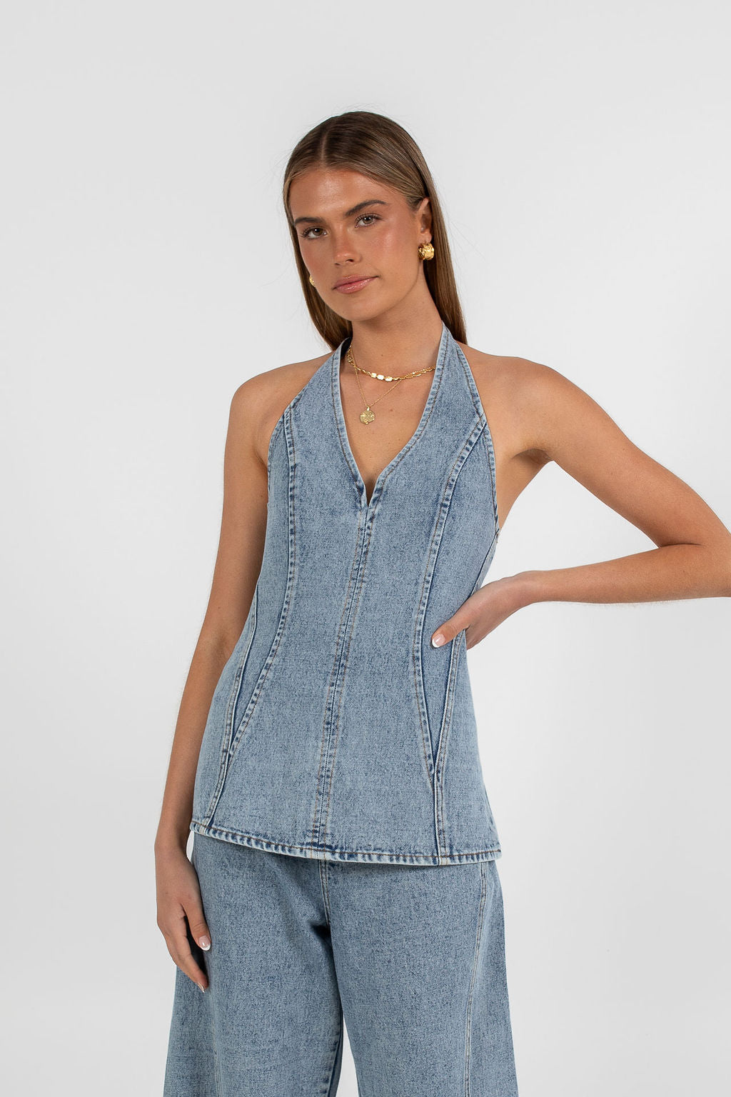 Rumi Denim Top - Dark Mineral Wash