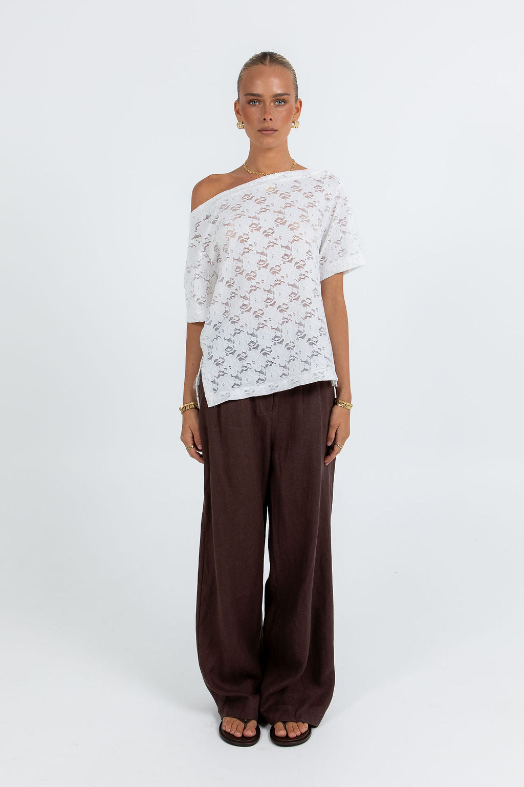 Kelsey Lace Top White