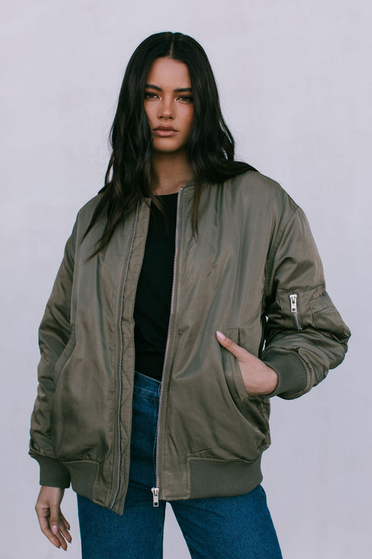 Estar Bomber Jacket - Khaki Green