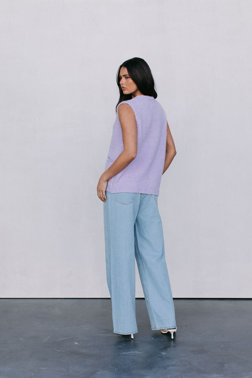 Nadia Knit Vest - Lilac Marle