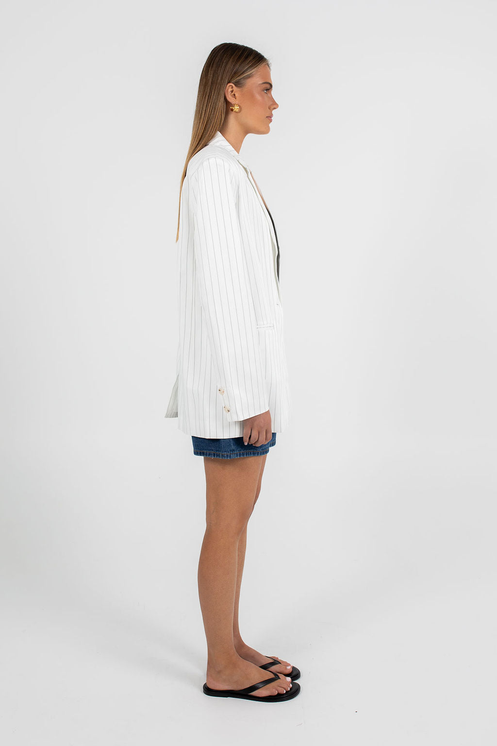 Quade Tailored Blazer - White Pinstripe