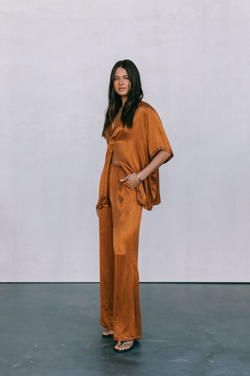 COMING SOON - Eve Relaxed Pants - Caramel Satin