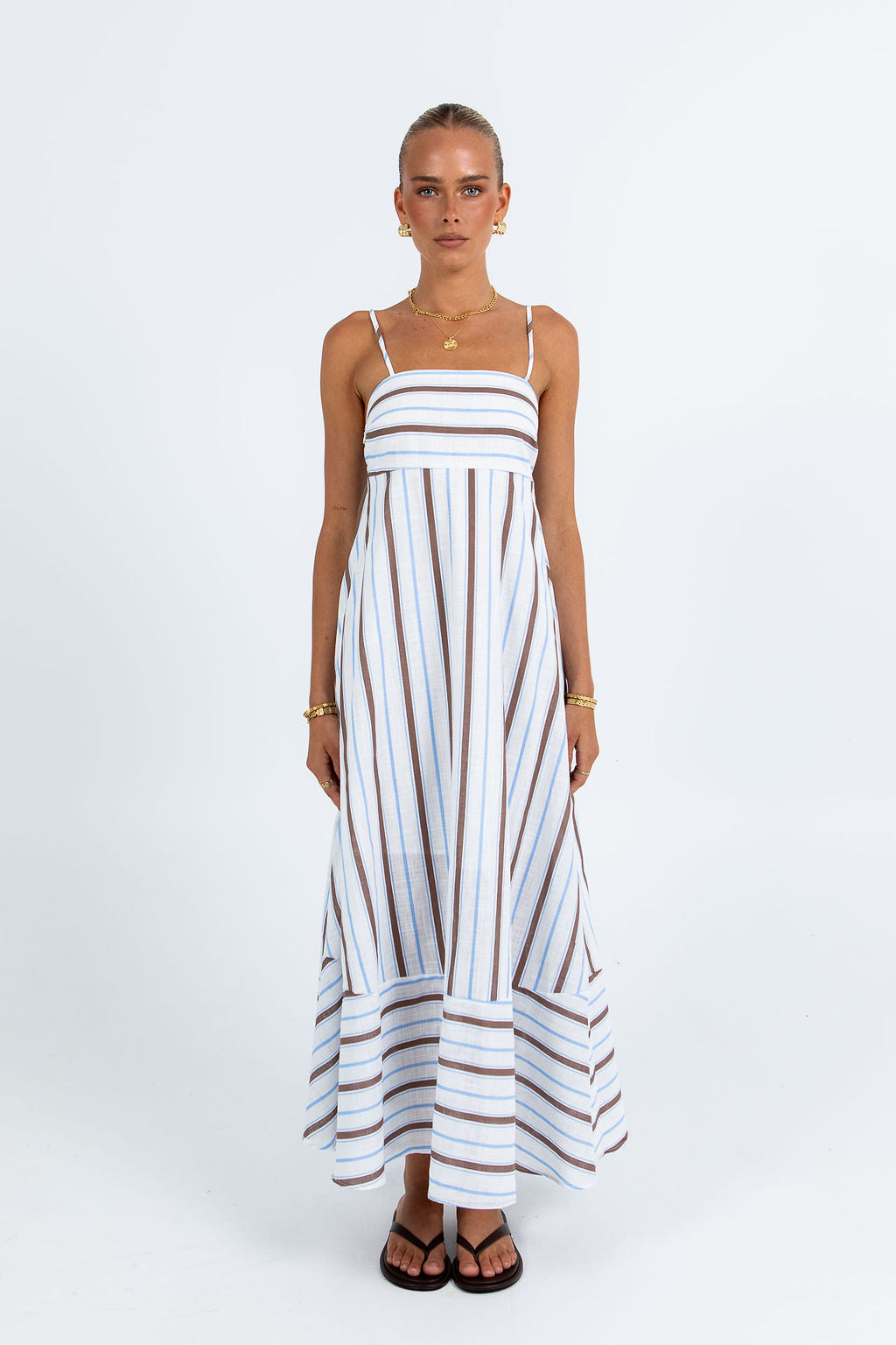 Nova Maxi Dress Chocolate Stripe