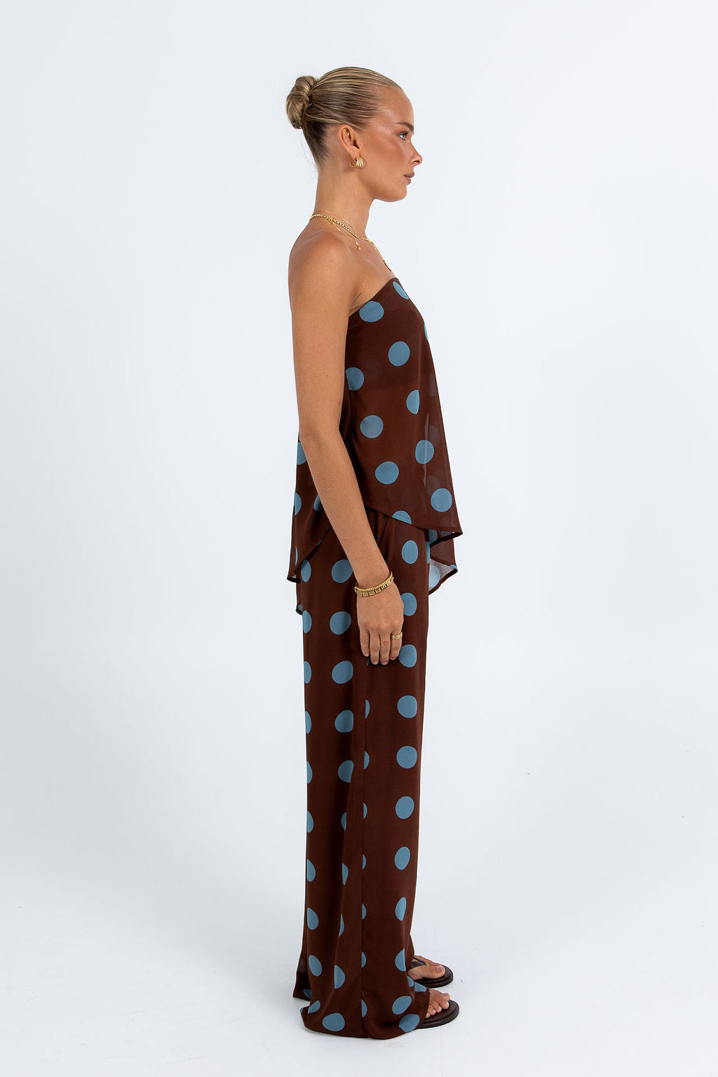 Orla Set - Chocolate/ Blue Polka Dot