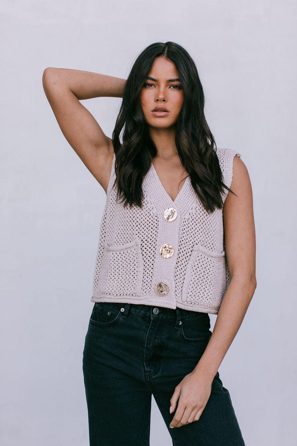 Rielle Knit Vest - Neutral Taupe