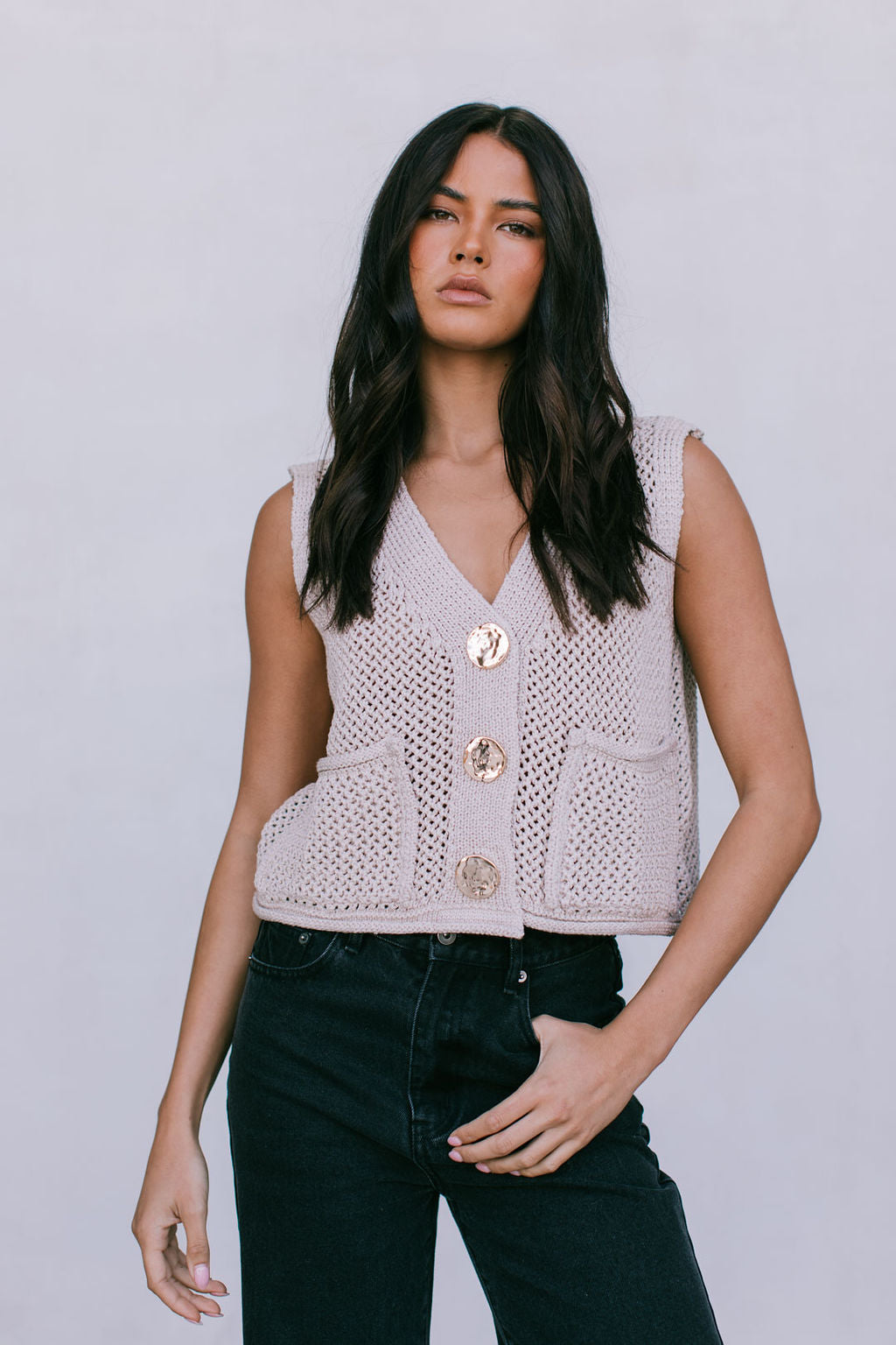 Rielle Knit Vest - Neutral Taupe