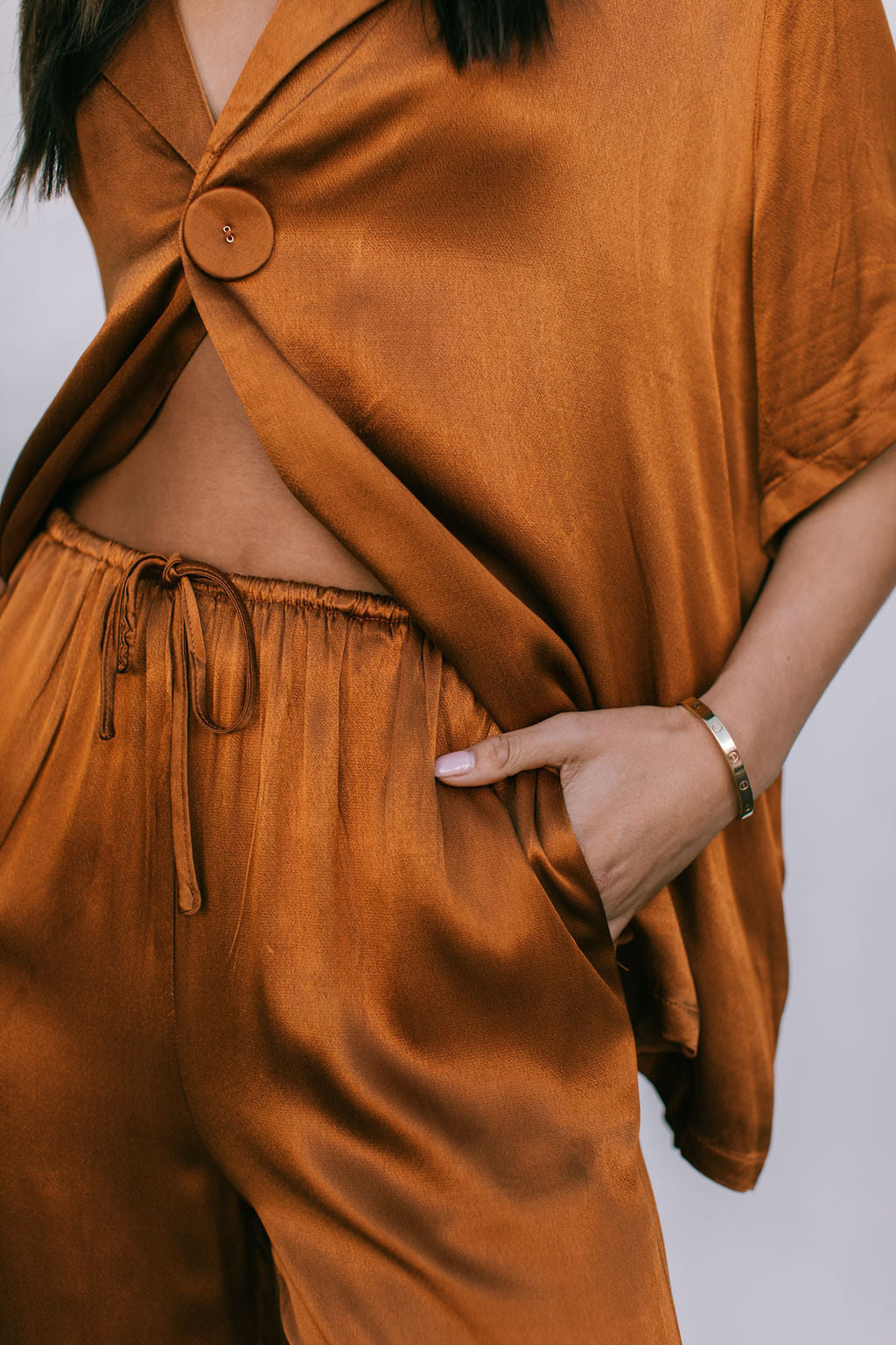 COMING SOON - Eve Relaxed Pants - Caramel Satin