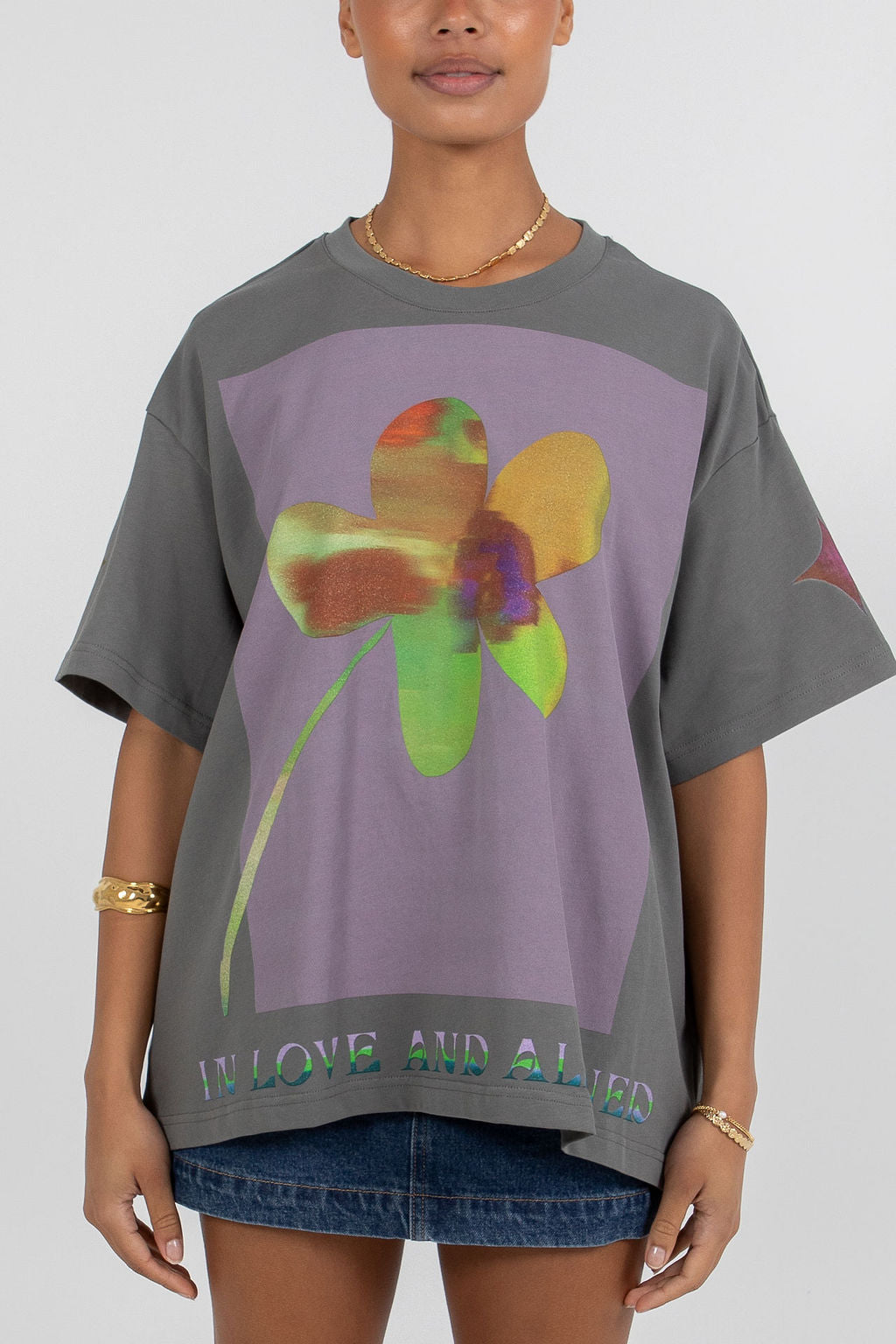 Aligned Boxy Tee - Charcoal