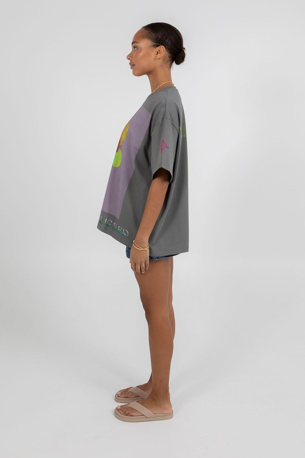 Aligned Boxy Tee - Charcoal