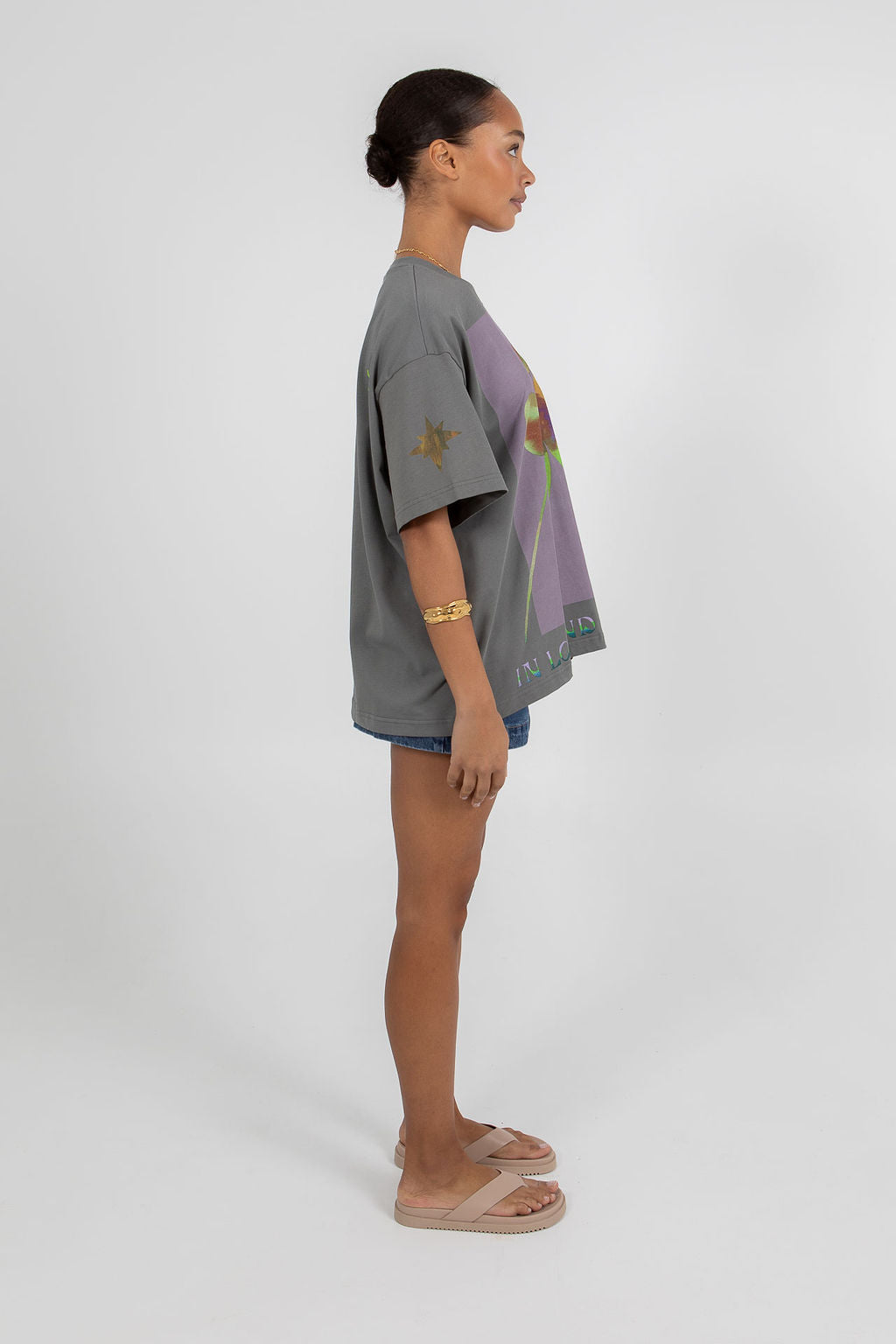 Aligned Boxy Tee - Charcoal