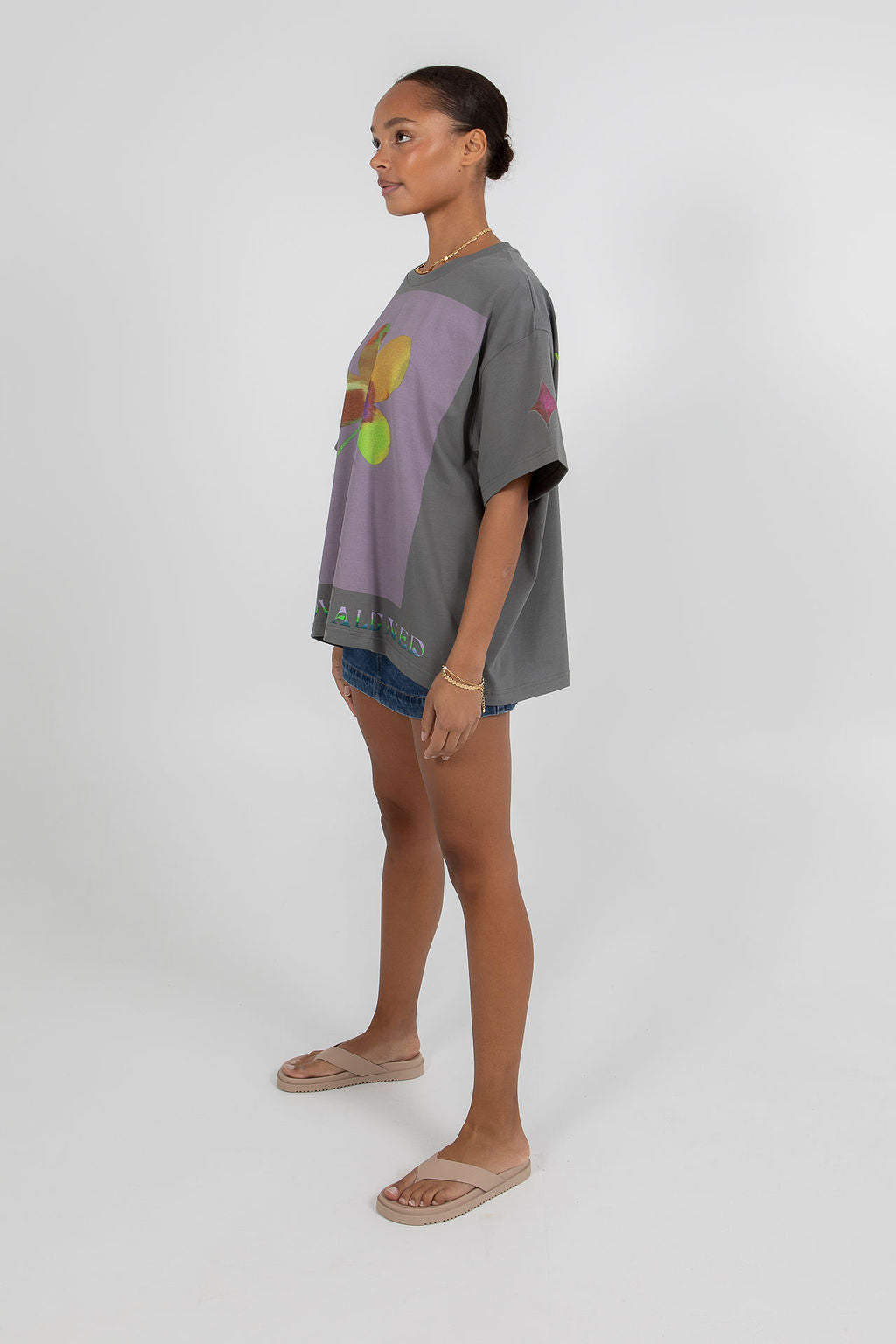 Aligned Boxy Tee - Charcoal