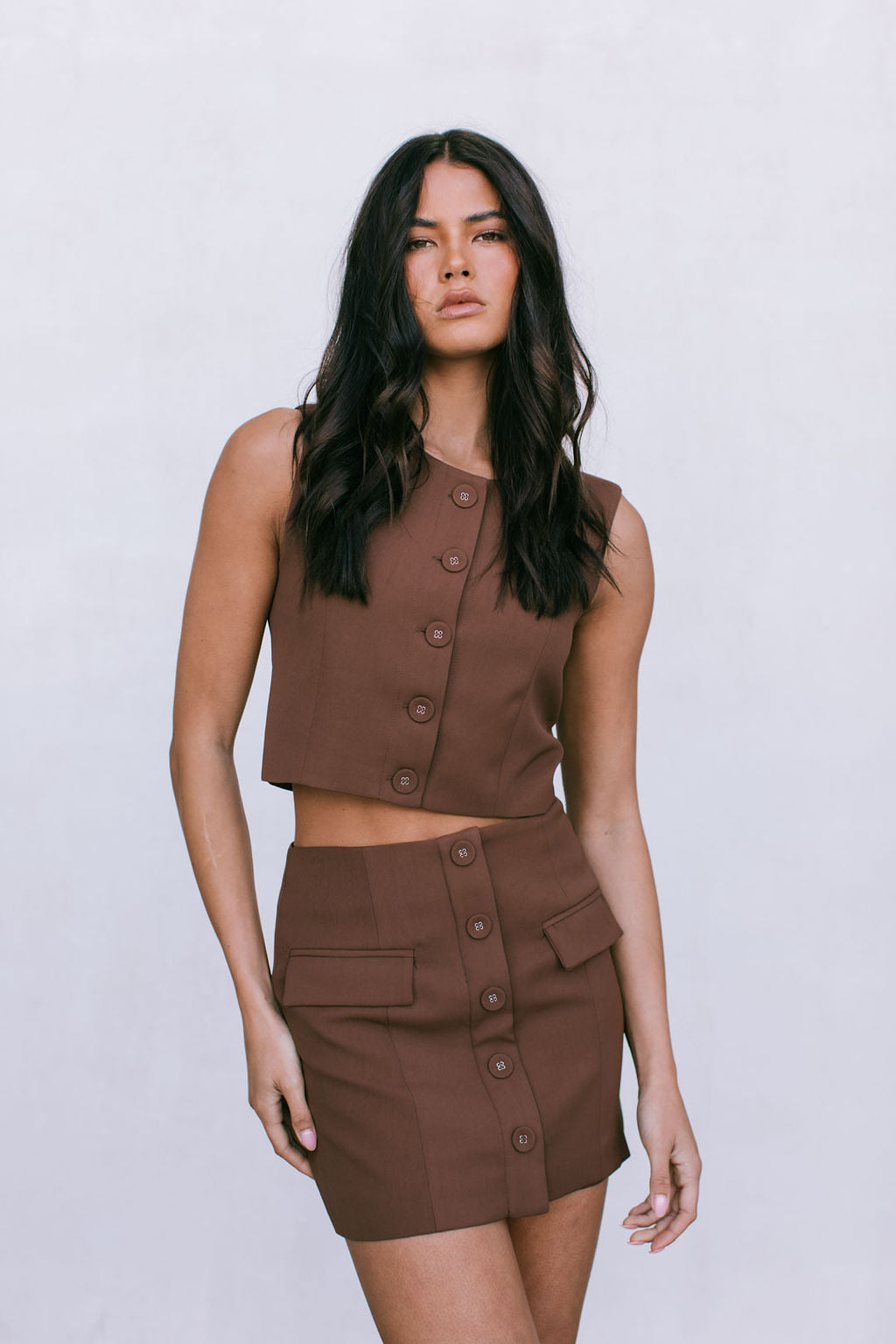 Daya Cropped Top - Chocolate Brown