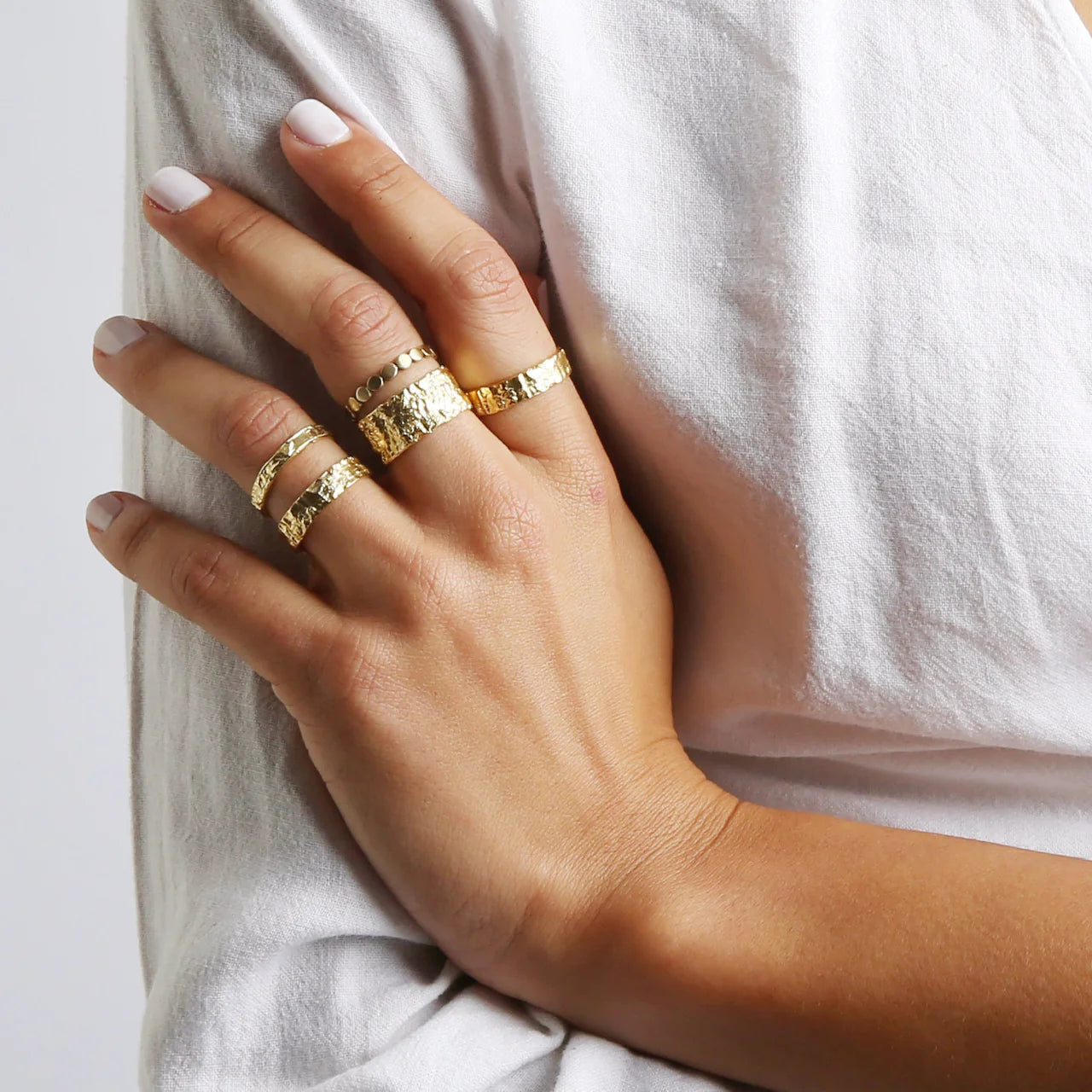 Eros Medium Textured Ring - Gold