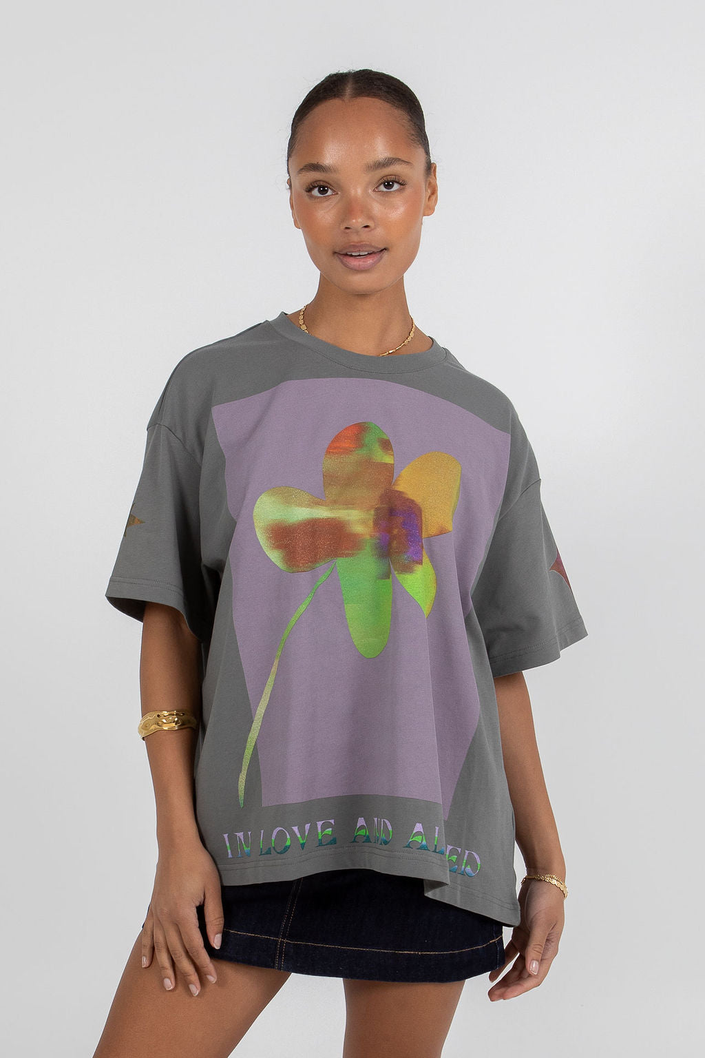 Aligned Boxy Tee - Charcoal