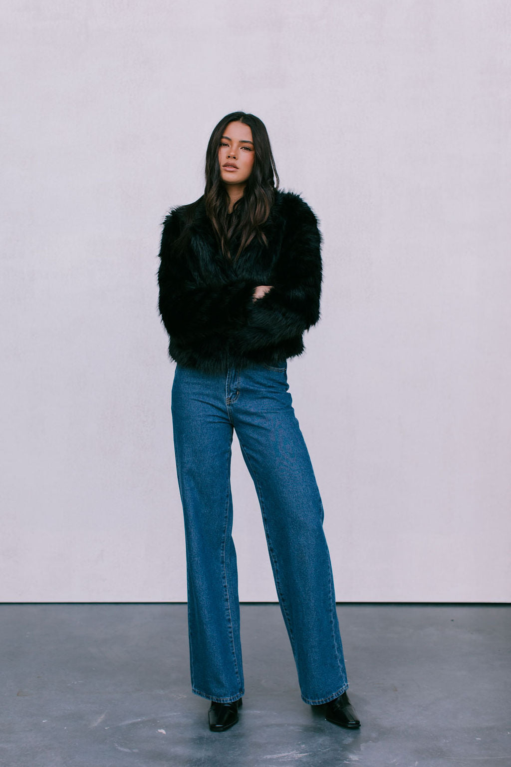 Delilah Vegan Fur Jacket Black