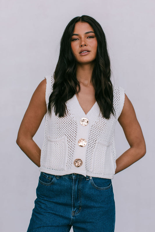 Rielle Knit Vest - Cream
