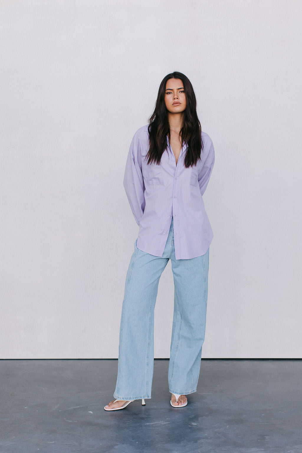 Saint Oversized Shirt - Lilac/Peach Stripe