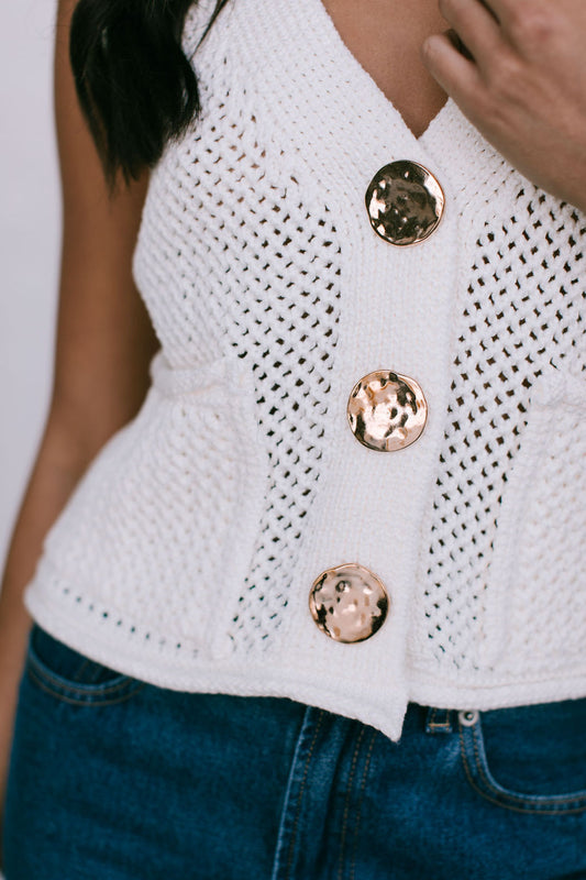 Rielle Knit Vest - Cream
