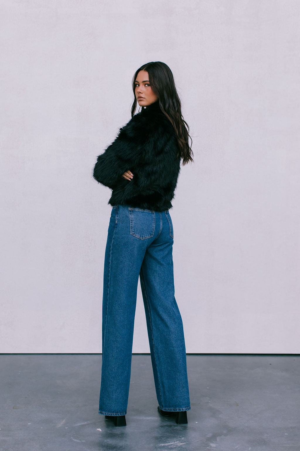Delilah Vegan Fur Jacket Black