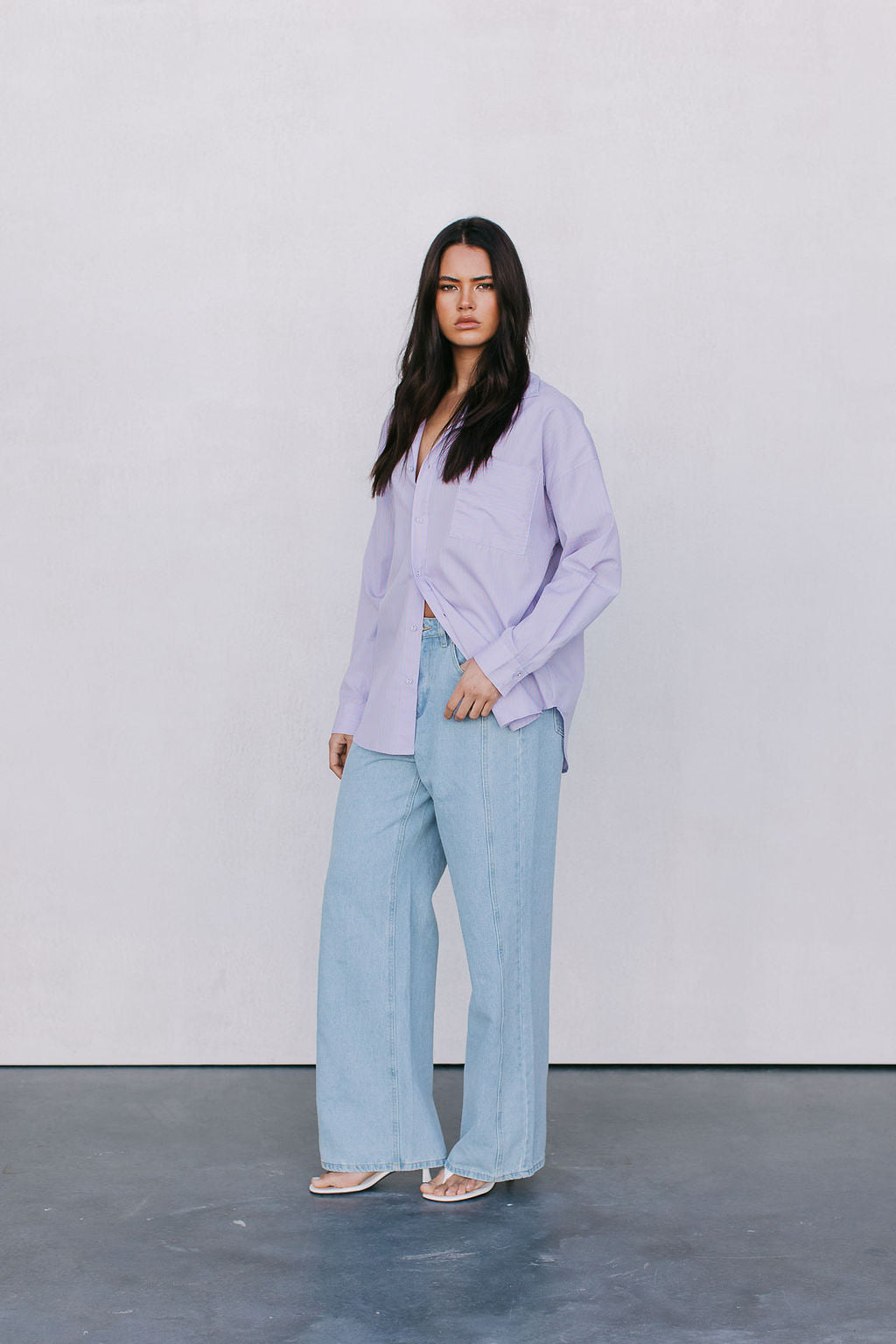 Saint Oversized Shirt - Lilac/Peach Stripe