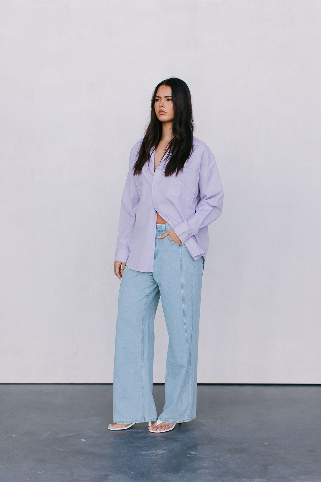 Saint Oversized Shirt - Lilac/Peach Stripe