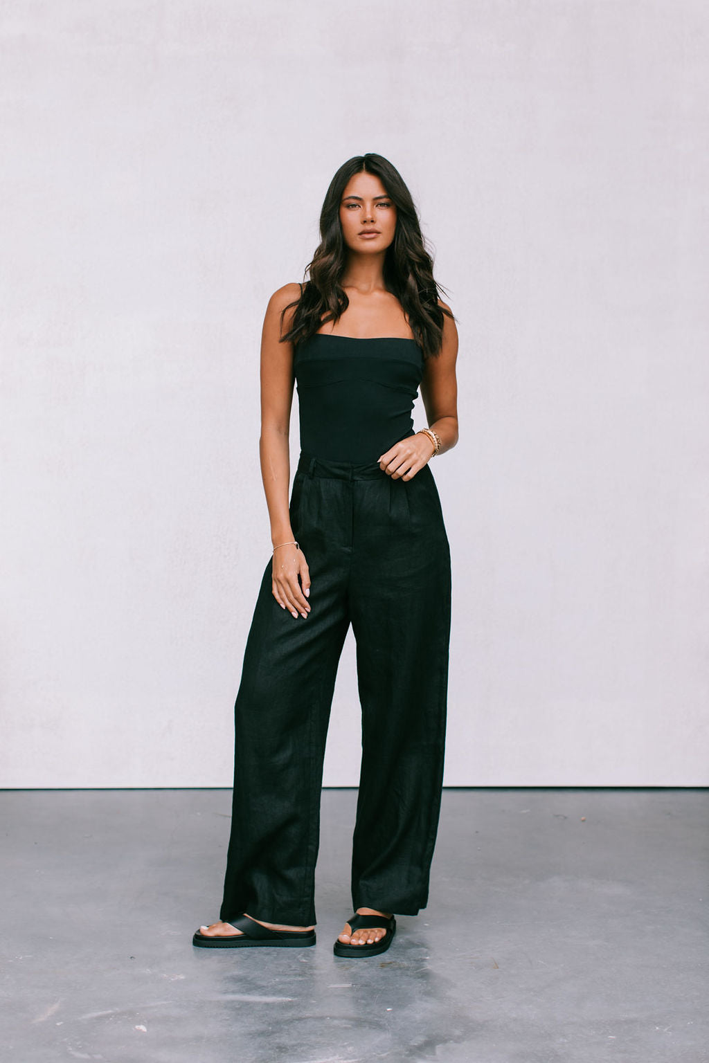 Vivien Linen Pant - Black